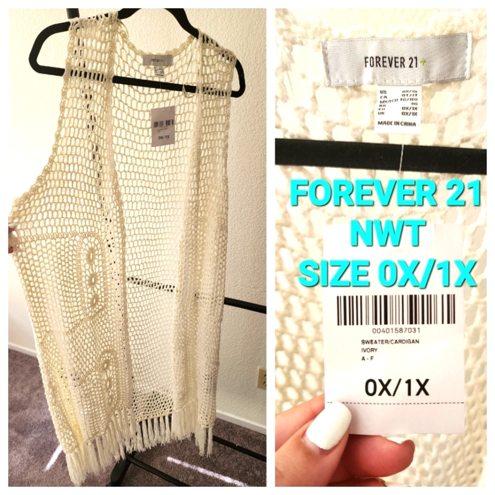 NWT Forever 21 Crotchet Knit Tunic Vest